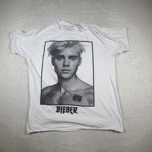 Justin Bieber Portrait T Shirt White Mens Size L Graphic Tee 2023